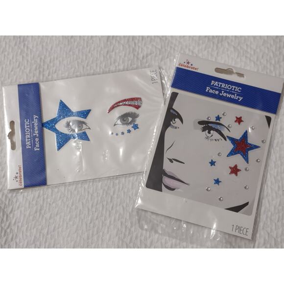 PATRIOTIC Face Jewelry 2 different sheets - Picture 1 of 5